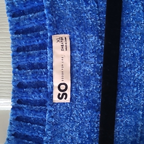 SO BRAND WOMENS JUNIOR CHENILLE BLUE V-NECK PULLOVER SWEATER SIZE XL - Picture 5 of 16